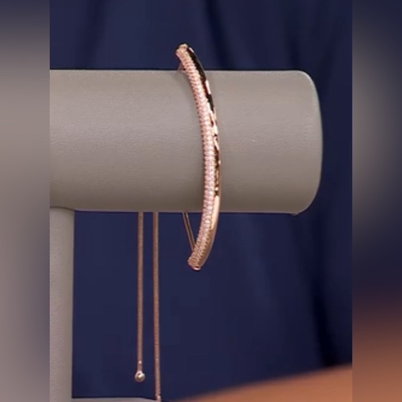 Diamonique Jewelry - NEW - Diamonique x Kathy Levine Milano Pave Bolo Bracelet, Sterling Silver. Rose